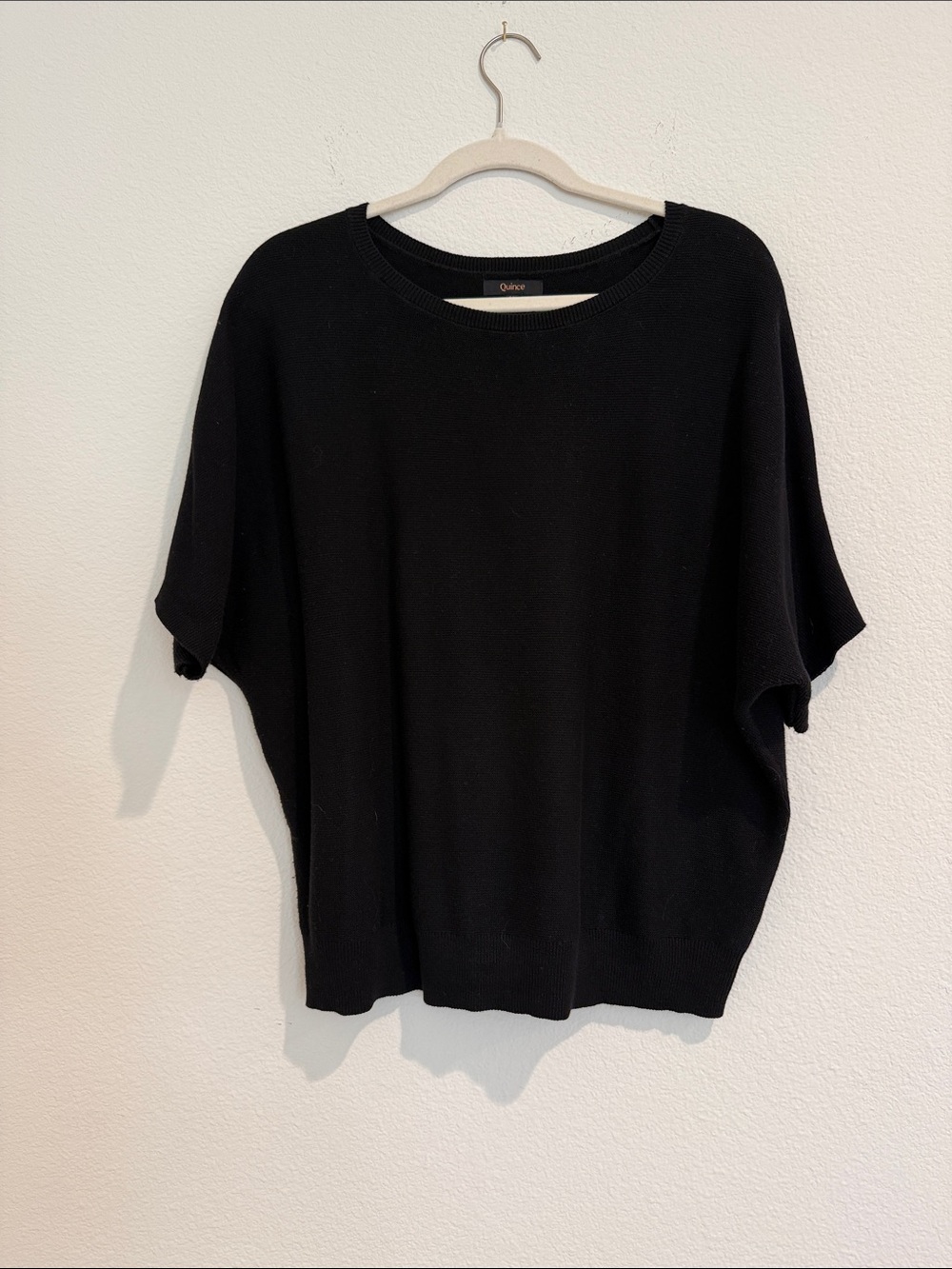 Quince Black Short-Sleeve Crewneck Knit Sweater